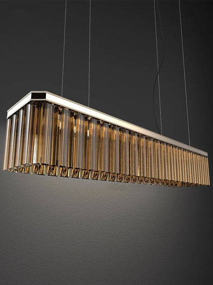 DecorBites™ Amber Glass Ceiling Chandelier for Dining Table - Big Hanging Lamps Home Fixture