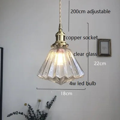 DecorBites™ Diamond Amber Glass LED Pendant Lights - Nordic Modern Hanging Lamp