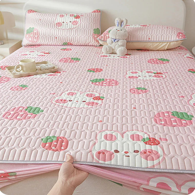 DecorBites™ Cute Cartoon Pattern Cooling Fitted Sheet with Natural Latex Fabric