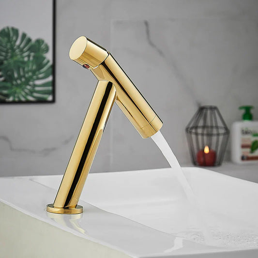 DecorBites™ Gold Bathroom Sink Faucet Single Handle Vintage Wash Basin Hot Cold Mixer Tap