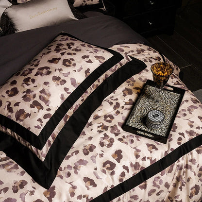 Decobites Leopard Print Luxury Bedding Set Queen King Size Duvet Cover Sheet Pillowcases