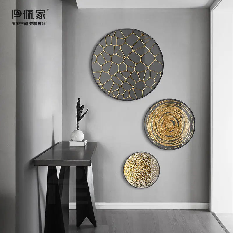 Pintura decorativa abstracta en lámina de oro Decorbites™ para espacios de comedor de lujo