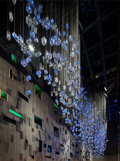 Lámpara colgante DecorBites™ Crystal Cube: Lámpara de araña de diseño moderno para hogares y hoteles