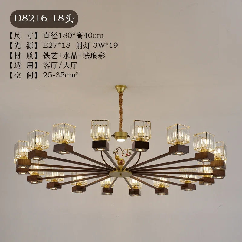 DecorBites™ Crystal Dining Room Chandelier with Spotlights for Hotel Club Ballroom