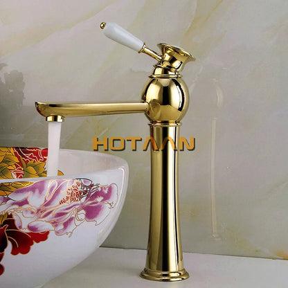 DecorBites™ Gold Basin Faucet with Ceramic Mixer Tap - Bathroom Torneiras Para Banheiro
