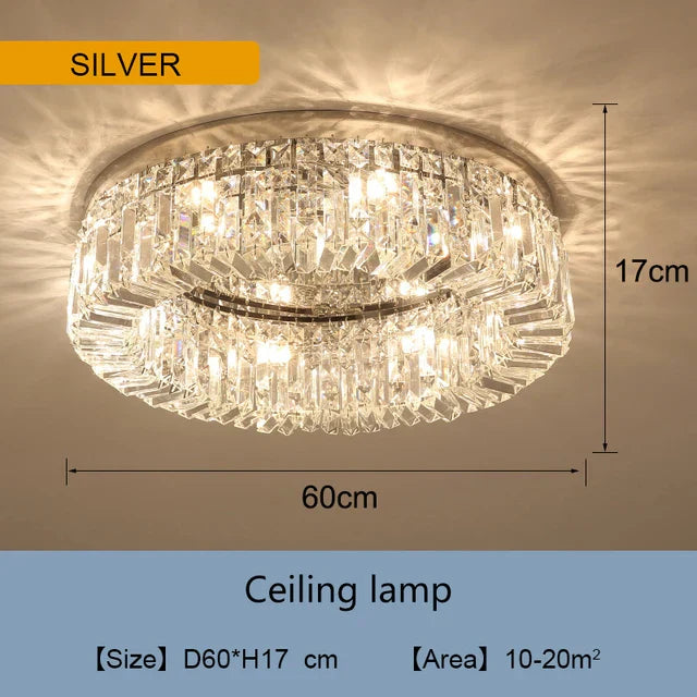 DecorBites™ Golden LED Crystal Round Ceiling Lamp