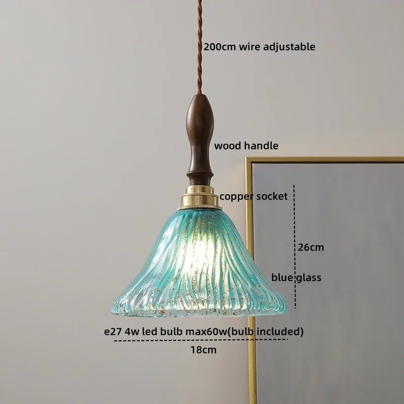 Decorbites™ Grüne Glas-LED-Hängeleuchte mit Drehschalter, Kupferleuchter