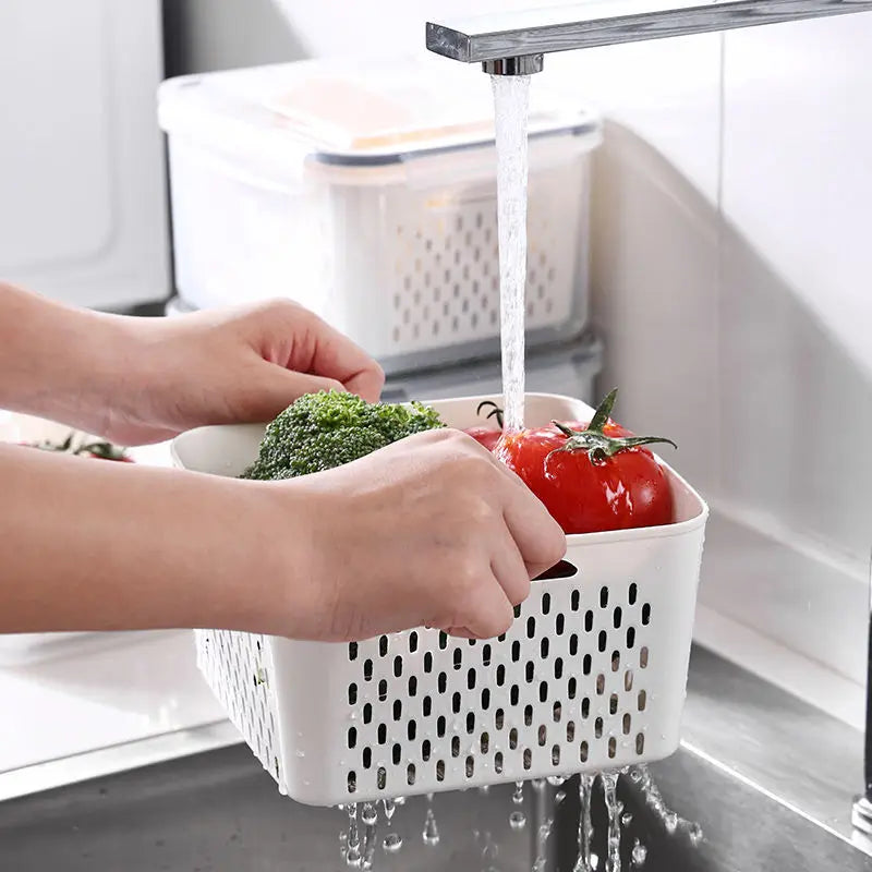 Contenedores DecorBites™ para refrigerador con cesta de drenaje para una mejor organización de la cocina