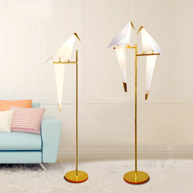 DecorBites™ Gold Origami Bird Floor Lamp: Modern Home Decor and Reading Light