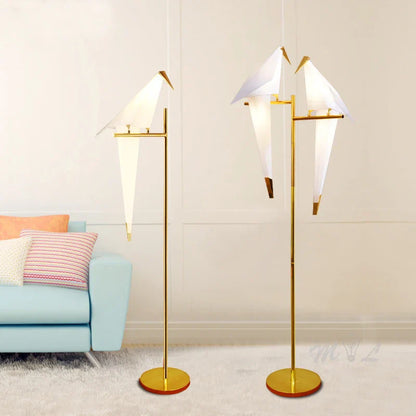 DecorBites™ Gold Origami Bird Floor Lamp: Modern Home Decor and Reading Light