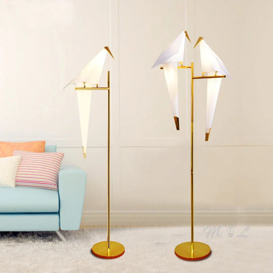 DecorBites™ Gold Origami Bird Floor Lamp: Modern Home Decor and Reading Light