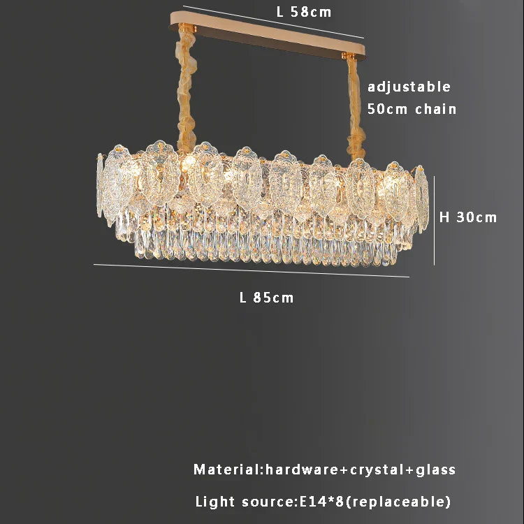 Lámpara de mesa de comedor de cristal dorado Decorbites™ | Luces de colgante de cristal redondo moderno