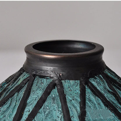 DecorBites™ Blue Glass LED Pendant Light Fixture with Adjustable Copper Knob Switch