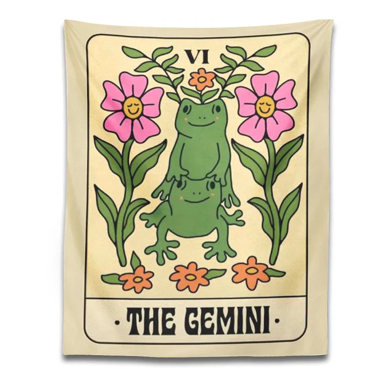 Decobites Gemini Frog Constellation Wall Hanging Tapestries for Boho Room Decor