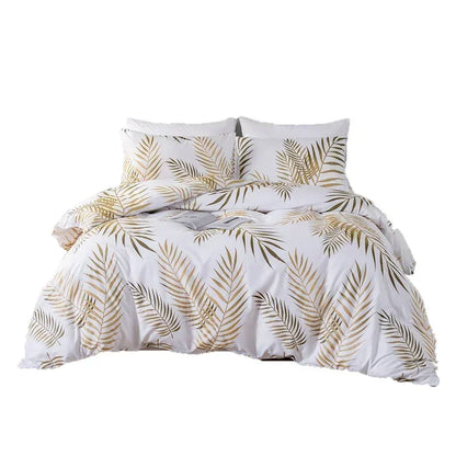 Decobites Gold Print Queen Duvet Set with 2 Pillowcases - Soft & Stylish Bedding Solution