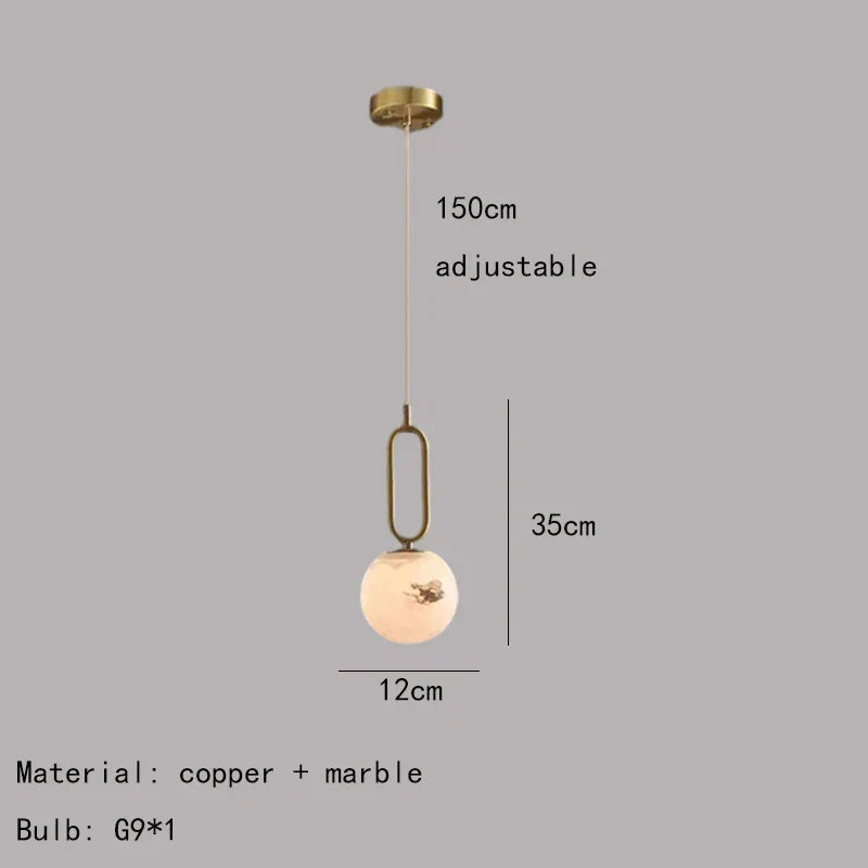 DecorBites™ Brass LED Pendant Lights with Natural Marble Finish and Adjustable G9 Bulb