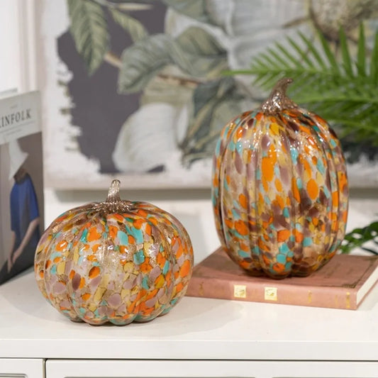 DecorBites™ Colored Transparent Glazed Pumpkin Sculpture for Home Decor