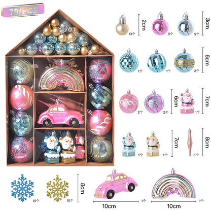 70pcs Christmas Ornaments Boutique Christmas Ball Set Christmas Tree Pendant Home Bedroom New Year Decoration New Year Gift 2024