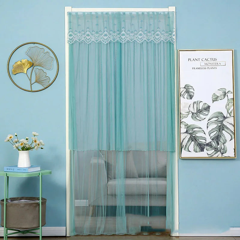 DecorBites™ Lace Embroider Summer Insect Net Door Curtain for Living Room and Bedroom