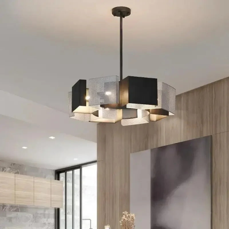 DecorBites™ Black Metal Loft LED Chandelier: Modern Indoor Pendant Lamp Fixture Home Lighting