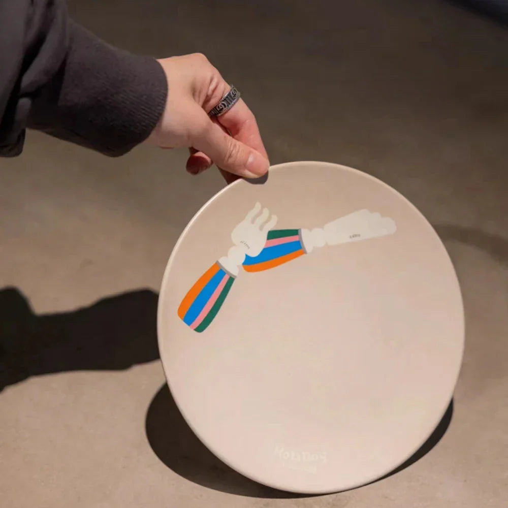 DecorBites™ Korean Style Round Bamboo Fiber Dining Plate for Desserts, Fruits, and Cakes