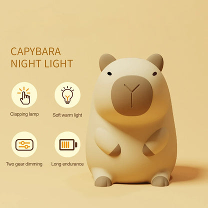DecorBites™ Capybara Night Light: USB Rechargeable Cute Cartoon Lamp for Kids' Room