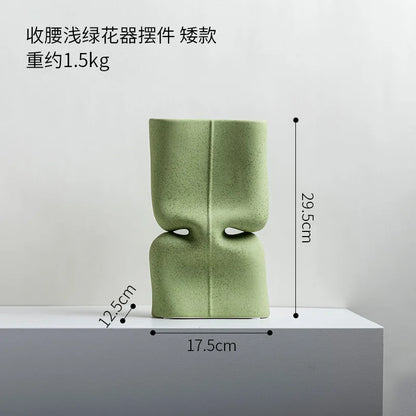 DecorBites™ Green Hollow Ceramic Vase for Home Decor and Flower Arrangements