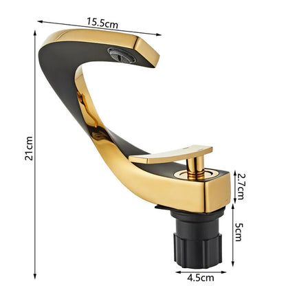 DecorBites™ Black & Gold Basin Faucet: Brushed Gold/Nickel/Chrome Mixer Tap, Hot & Cold Water