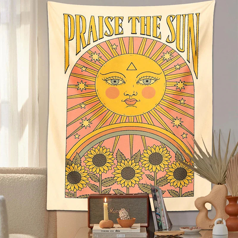 Decobites Sun Mandala Tapestry for Aesthetic Room Decor and Witchcraft Home Decoration