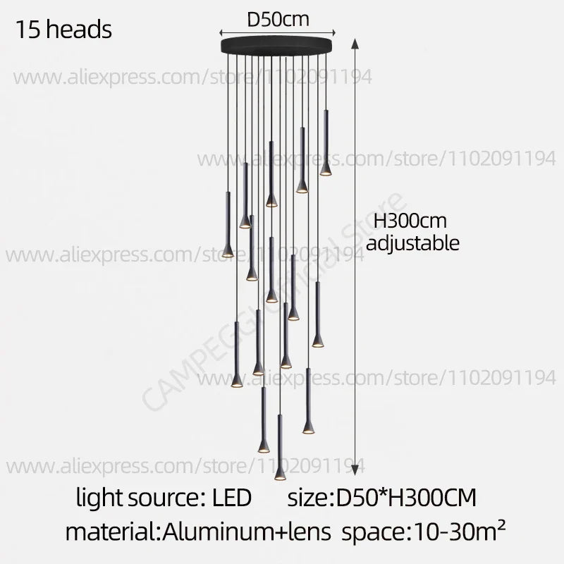 DecorBites™ Horn-Shaped Nordic Pendant Lamp for Modern Living Room and Staircase