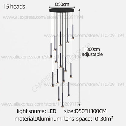 DecorBites™ Horn-Shaped Nordic Pendant Lamp for Modern Living Room and Staircase