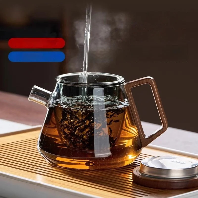 DecorBites™ Glass Teapot Set Clear Teacup Kung Fu Tea Maker Milk Rose Set