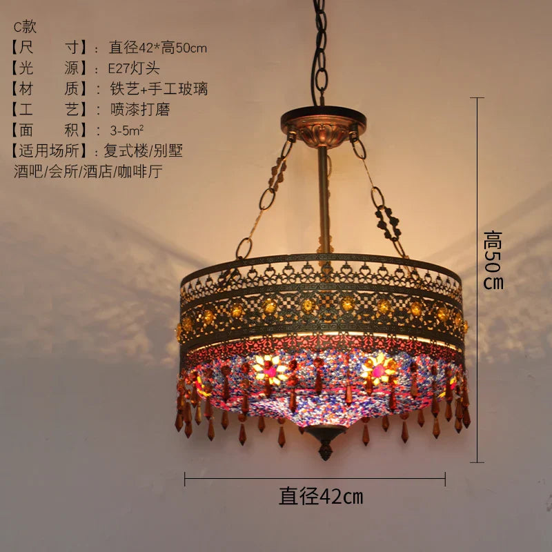 DecorBites™ Bohemian Exotic Stained Glass Pendant Lights LED E27 for Home Decor & Dining