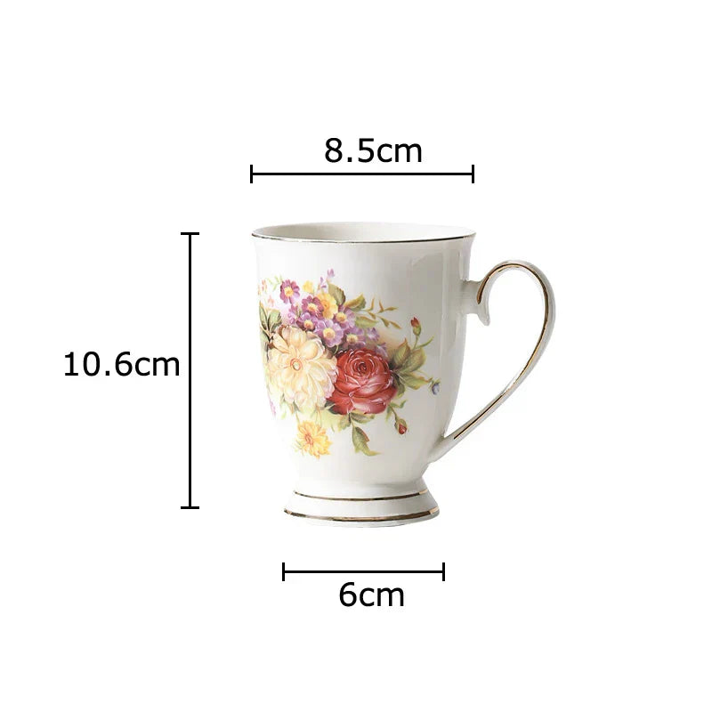 DecorBites™ Elegant Floral Ceramic Cup & Saucer Set