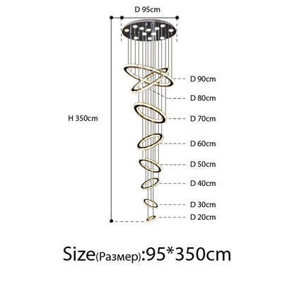 DecorBites™ Crystal Rings Chandelier: Modern Luxury Staircase Lighting Fixture