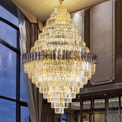 DecorBites™ Crystal Chandelier: Luxe Stairwell Lighting for Penthouse Villa