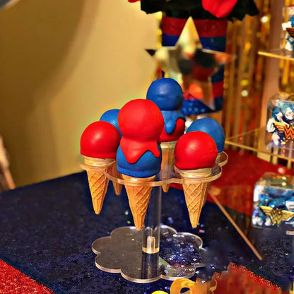 DecorBites™ Ice Cream Cone Holder Stand: Durable Acrylic Display Rack for Cupcakes & Cones