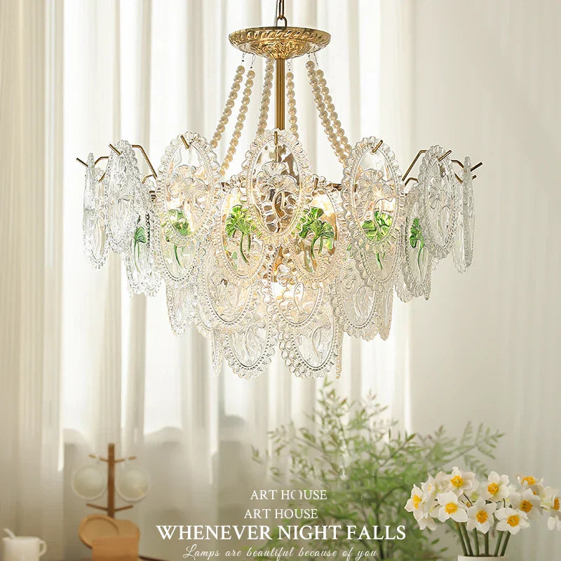 DecorBites™ Glass Dining Room Chandelier: Retro French Style for Living & Master Bedroom