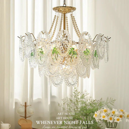 DecorBites™ Glass Dining Room Chandelier: Retro French Style for Living & Master Bedroom