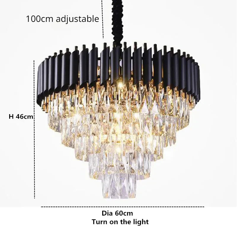 DecorBites™ Golden Crystal Chandelier LED Ceiling Light for Living Room & Lobby