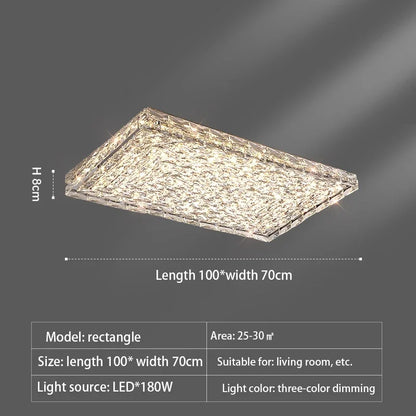 DecorBites™ Crystal LED Ceiling Light | Color Changeable Square Silver | Rectangular Chrome Stainless Steel
