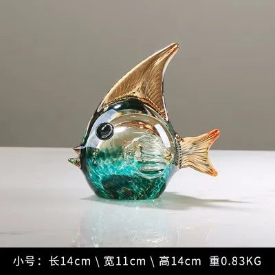 DecorBites™ Hand Blown Glass Fish Figurine Crystal Sculpture Home Decor Gift Fengshui Ornament