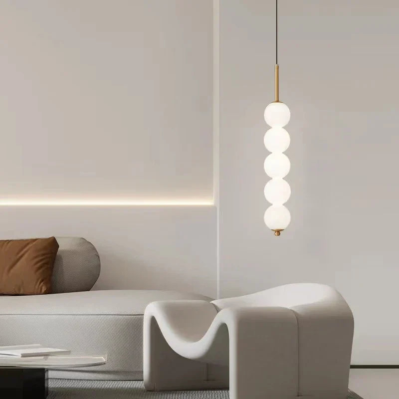 Lámpara colgante DecorBites™ LED de cristal blanco perlado para decoración de cocina o bar - Lámpara colgante de burbujas