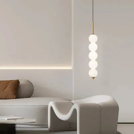 DecorBites™ LED White Pearl Glass Pendant Lights for Kitchen Bar Decor - Bubble Hanging Lamp