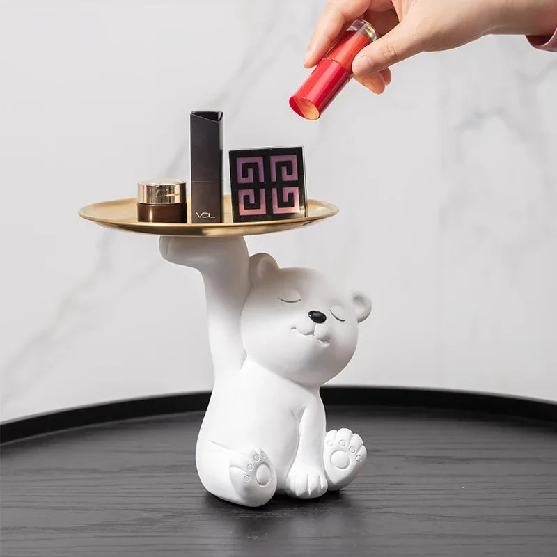 ديكور بايتس™ تمثال دب مصنوع من الراتنج، ديكور منزلي، صندوق تخزين، زينة لغرفة المعيشة