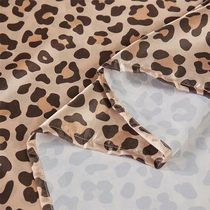 Decobites Leopard Print Satin Bedsheet Set King & Queen Sizes