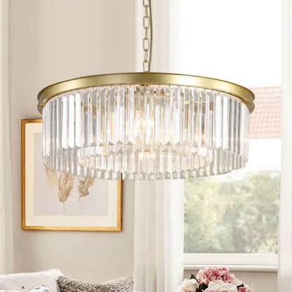 DecorBites™ Gold Black Metal Crystal Pendant Lights Chain Hanging LED Suspension Lamp Fixtures