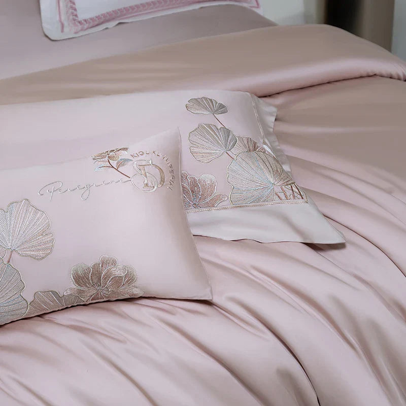 Decobites Cotton Flowers Embroidery Bedding Set with Soft Silky Finish