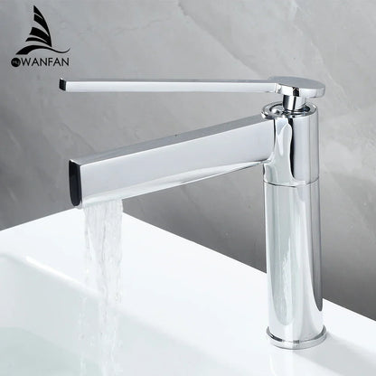 DecorBites™ Basin Faucet: Single Handle Deck Mounted Brass Bathroom Mixer for Sink - Hot/Cold