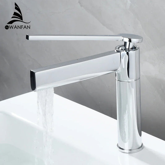 DecorBites™ Basin Faucet: Single Handle Deck Mounted Brass Bathroom Mixer for Sink - Hot/Cold